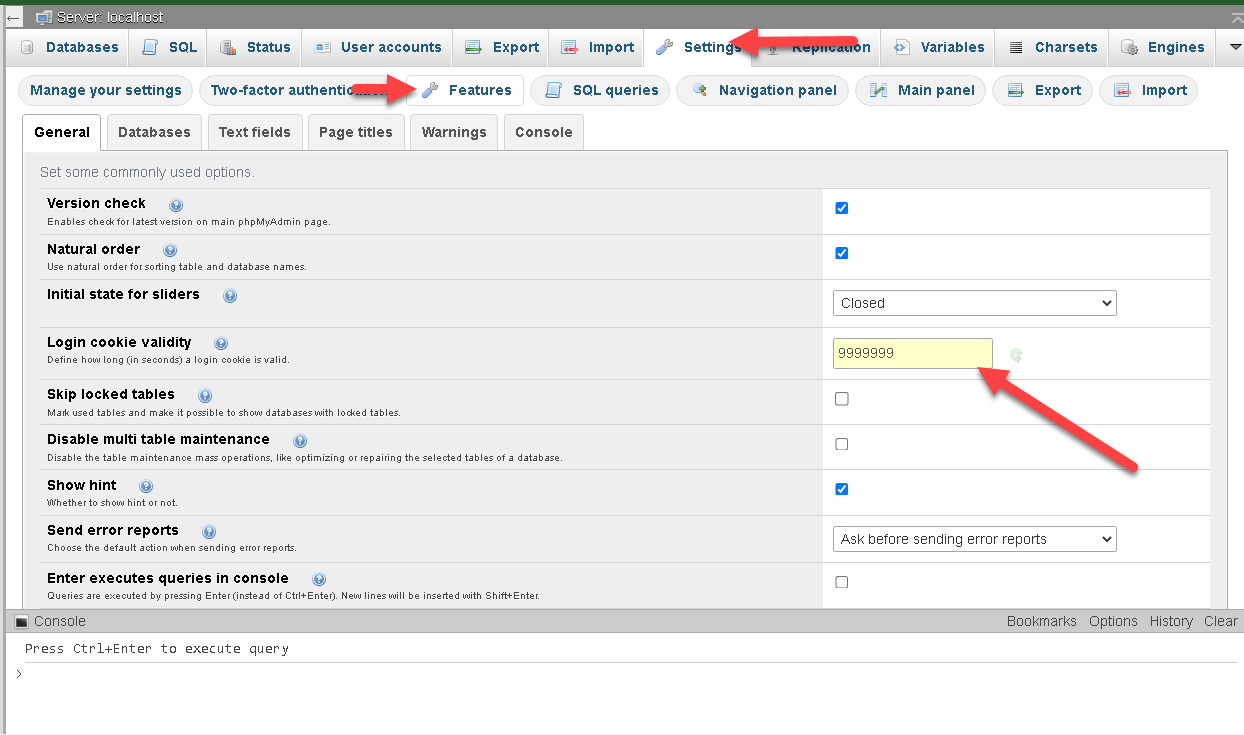 phpmyadmin logs out after 1440 secs