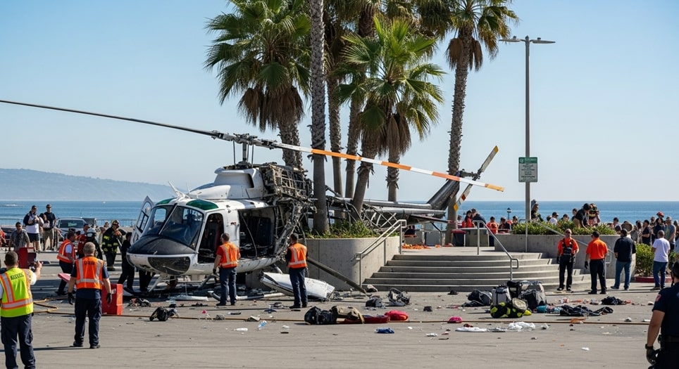 Feature image Post Title Huntington Beach Helicopter Crash: Chaos Erupts as Aircraft Plummets Near Waterfront